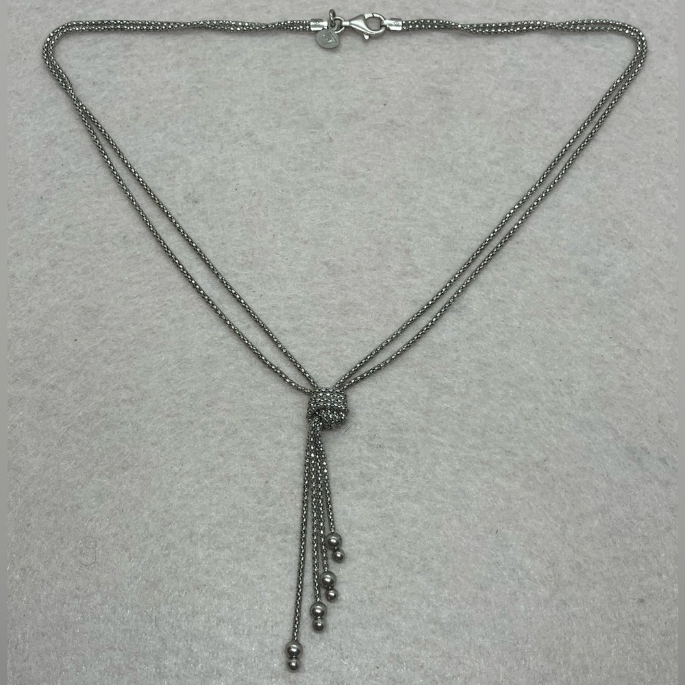 Silpada Sterling Silver Forget Me Knot Knot Ball Drop Pendant Lariat Chain
